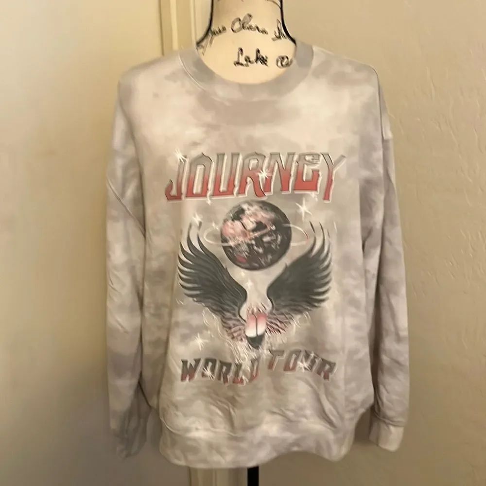 Journey Band Tie Dye World Tour Graphic Pullover Sweatshirt Music Boho